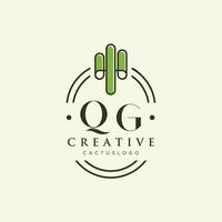 QG Initial letter green cactus logo vector