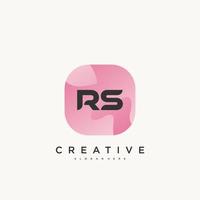 RS Initial Letter logo icon design template elements with wave colorful art. vector