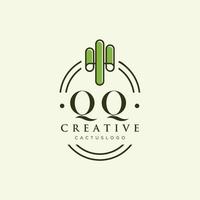 QQ Initial letter green cactus logo vector