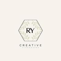 RY Initial Letter Flower Logo Template Vector premium vector art