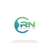 RN Initial letter circular line logo template vector with gradient color blend
