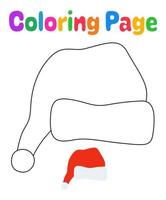 Coloring page with Elf hat for kids vector