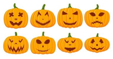 Halloween Pumpkin Face Collection, Vector illustration