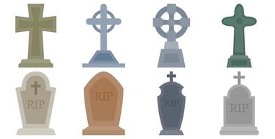 Set of Tombstone isolated on white background vector