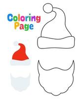 Coloring page with Beard with christmas hat for kids vector