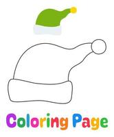 página para colorear con sombrero de duende para niños vector