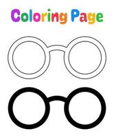 página para colorear con gafas para niños vector