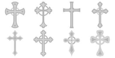conjunto de cruz cristiana aislado sobre fondo blanco vector