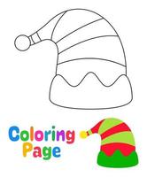 Coloring page with Elf hat for kids vector