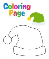 Coloring page with Elf hat for kids vector