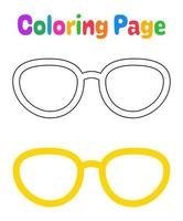 página para colorear con gafas para niños vector