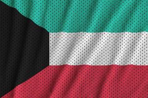 Kuwait flag printed on a polyester nylon sportswear mesh fabric photo