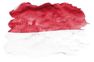 Monaco flag is depicted in liquid watercolor style isolated on white background photo