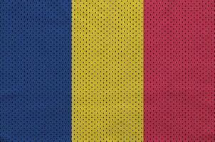 Chad flag printed on a polyester nylon sportswear mesh fabric wi photo