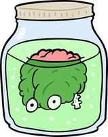 Cartoon spooky brain in jar vector
