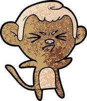 Retro grunge texture cartoon angry monkey vector