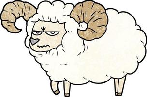 Retro grunge texture cartoon angry sheep vector