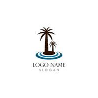 sunset logo template with 2 coconut tree vector icon illustration design