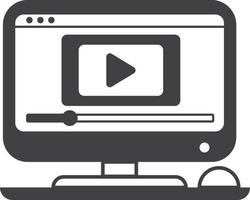 Desktop computer and play button illustration in minimal style vector