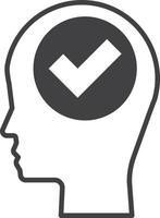 human head and check mark illustration in minimal style vector
