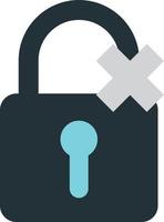 padlock and wrong mark illustration in minimal style vector