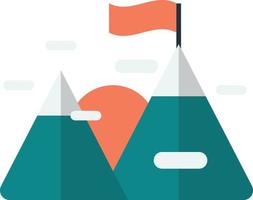 flag on the mountain illustration in minimal style vector