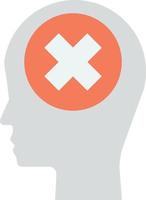 human head and wrong mark illustration in minimal style vector