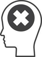 human head and wrong mark illustration in minimal style vector