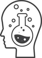 human head and Chemistry lab flask illustration in minimal style vector