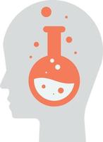 human head and Chemistry lab flask illustration in minimal style vector