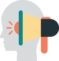 human head and megaphone illustration in minimal style vector