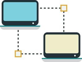 laptop and synchronization illustration in minimal style vector