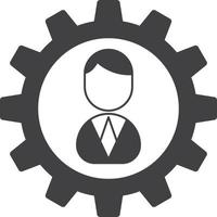 hombre de negocios y cog ilustración en estilo minimalista vector