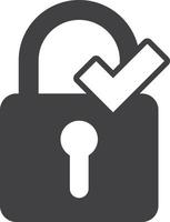 padlock and check mark illustration in minimal style vector