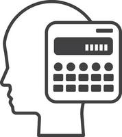 human head and calculator illustration in minimal style vector