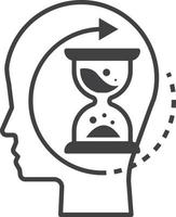 human head and hourglass illustration in minimal style vector