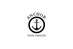 Simple Mono Line Art Anchor For Boat Ship Marine Navy Nautical Logo Design Vector