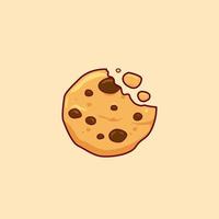 bitten choco chip cookie illustration vector