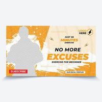 No more excuses start workout today gym, fitness workout thumbnails, web page cove banner template Vector design.