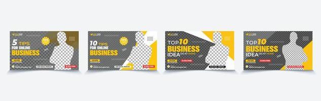 Grow your business editable video thumbnail design. Online Business grow up tips thumbnails, web page cove banner template Vector design.