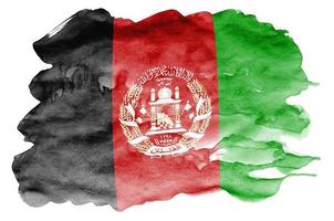 Afghanistan flag is depicted in liquid watercolor style isolated on white background photo