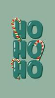 Christmas ho ho ho flat illustration. Christmas striped candies. Minimalistic pastel design for phone wallpaper, posters, print, postcards and greeting cards. Winter holiday concept. vector