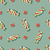 Christmas striped candies seamless pattern. Retro trendy horizontal seamless pattern design. Minimalistic pastel pattern for gift wrap, stationery, textiles and posters. Winter holiday concept. vector