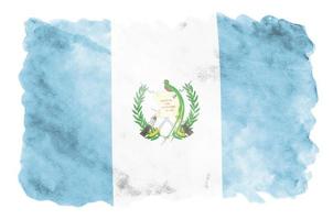 la bandera de guatemala se representa en estilo acuarela líquida aislado sobre fondo blanco foto