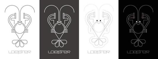 diseño de arte de línea de logotipo de langosta vector