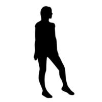 Girl stands sideways black silhouette on  white background vector
