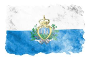 San Marino flag is depicted in liquid watercolor style isolated on white background photo