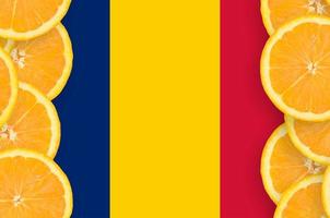 Chad flag in citrus fruit slices vertical frame photo