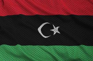 Libya flag printed on a polyester nylon sportswear mesh fabric w photo