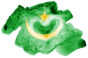 la bandera de mauritania se representa en estilo acuarela líquida aislado sobre fondo blanco foto